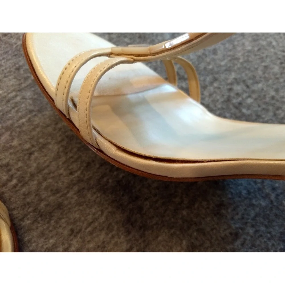 ANNE KLEIN Leather High Heel Sandals 8M Strappy Embellished Stacked Slide On